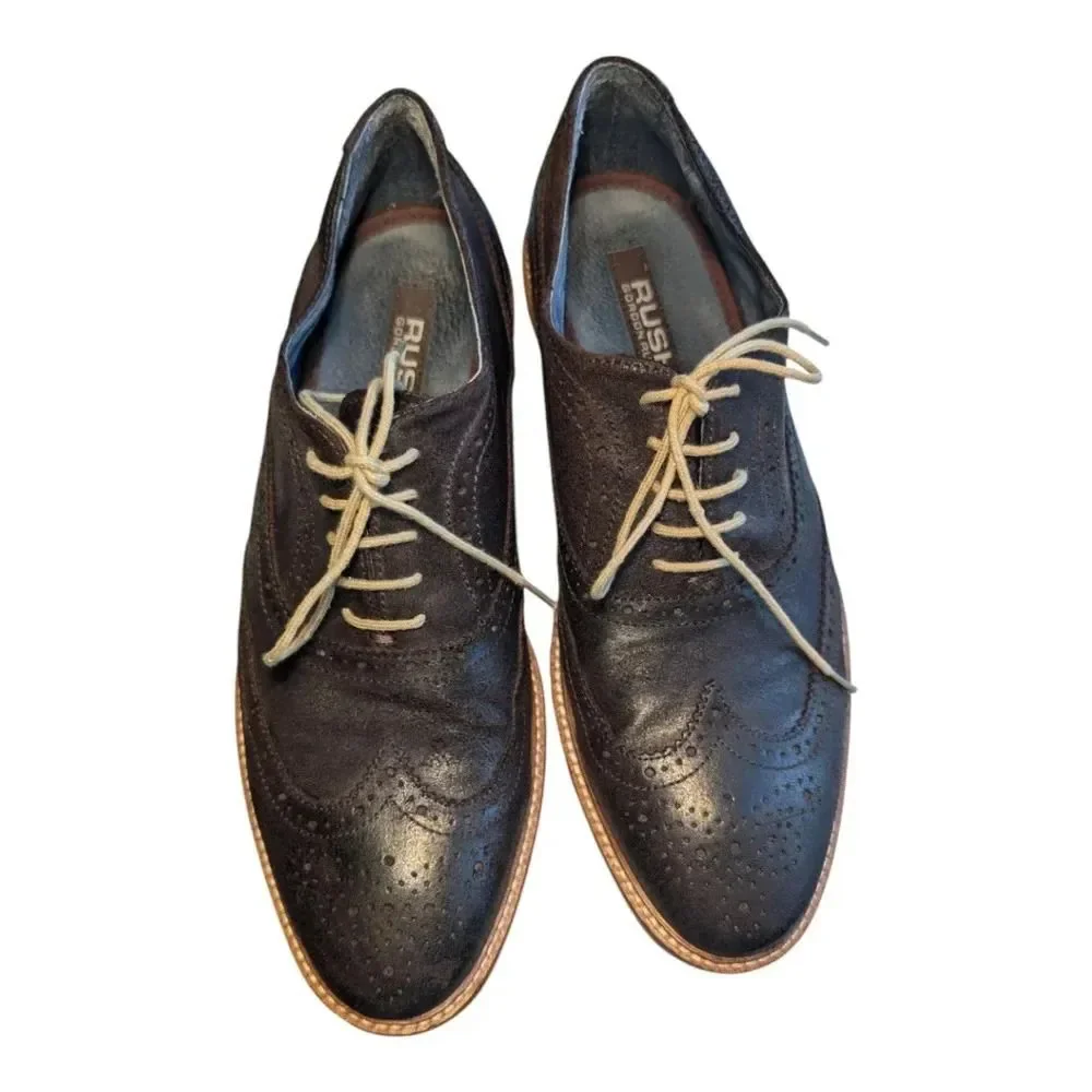 RUSH Gordon Rush Brown Emory Brown Wingtip Oxford Men's 9.5 Leather Upper